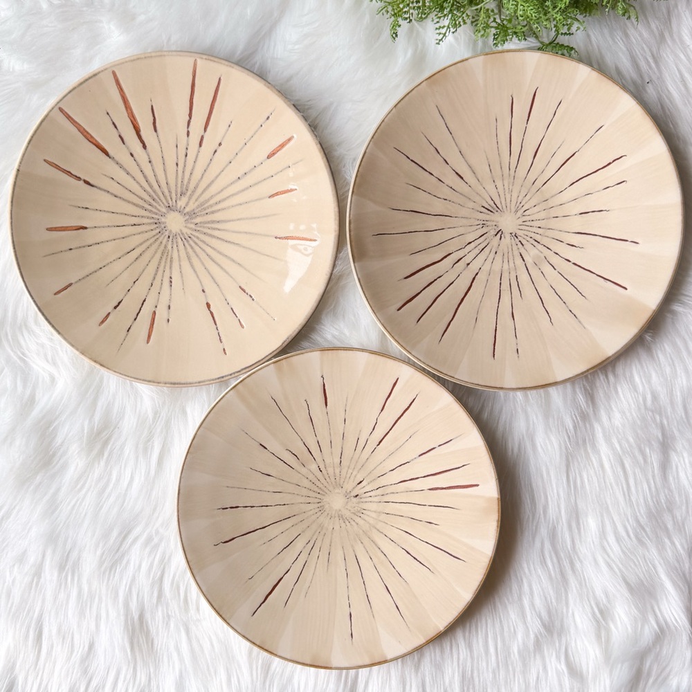 Pier 1 Salad/Dessert Plate Sanctuary Collection Starburst Stoneware Set of 3